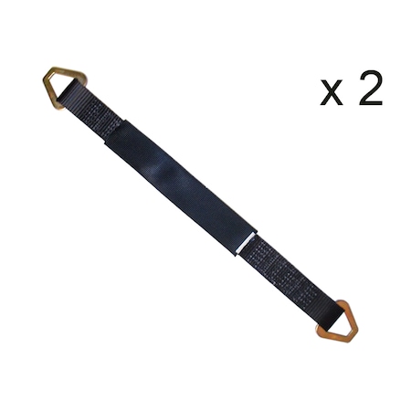 Tie 4 Safe 2" x 60" Axle Straps w/ Sleeve & D Rings, WLL: 3, 333 lbs., PK2 RT41A-60M18-BLK-C-2